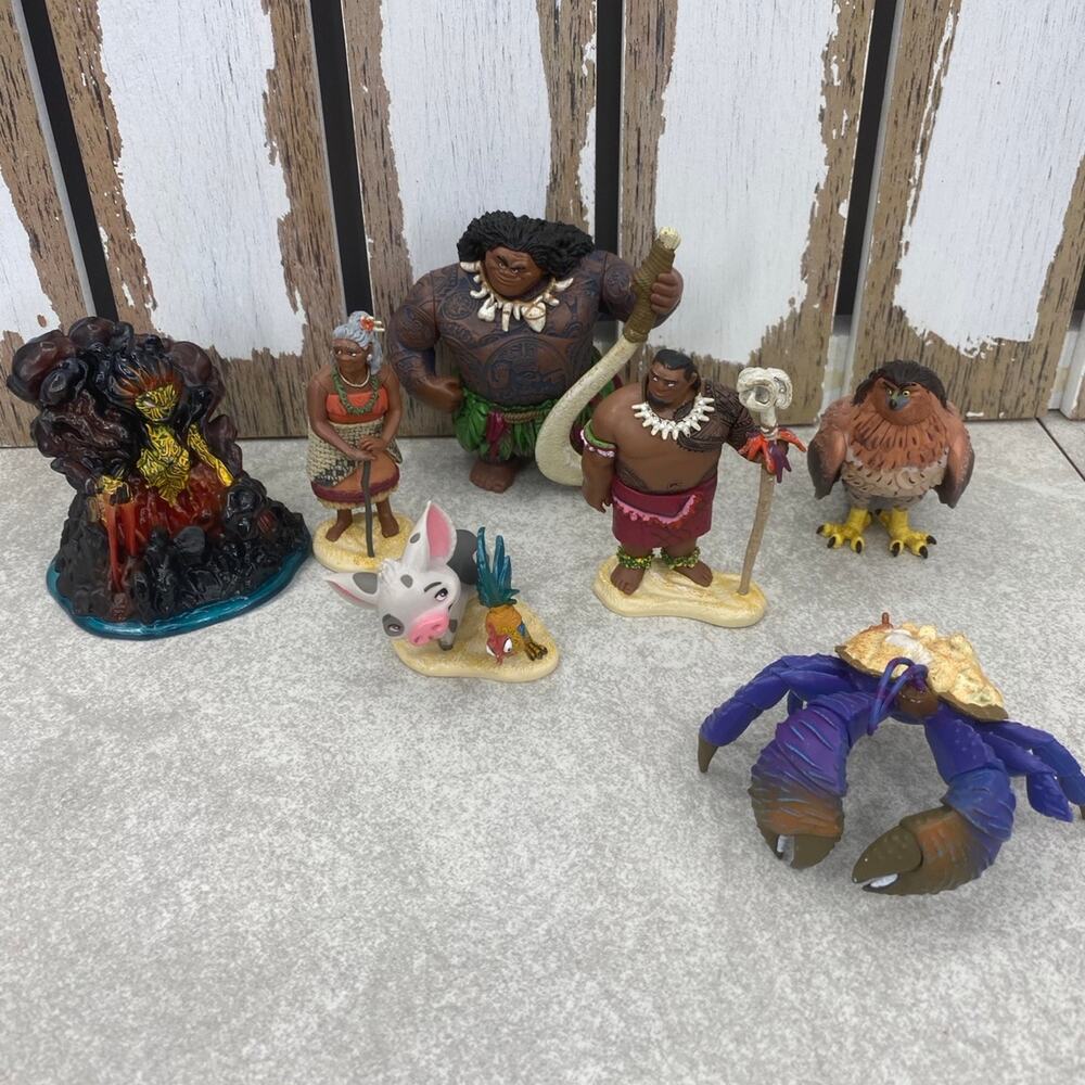 Disney Moana Figures Characters 7 Pc Lot cake Toppers PVC